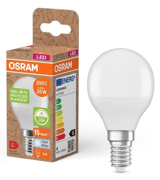 LED žárovka z recyklovaného plastu STAR E14, studená bílá
