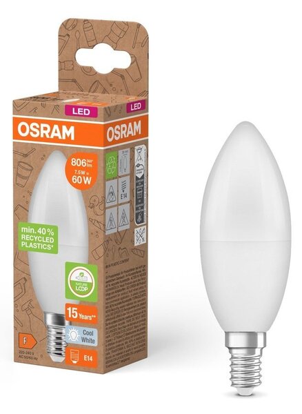 LED žárovka z recyklovaného plastu STAR 7.5 W, studená bílá