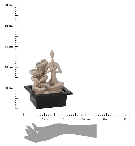 Zahradní fontána s osvětlením Yogi2, 21,5x18x28,5 cm, polistone, béžová