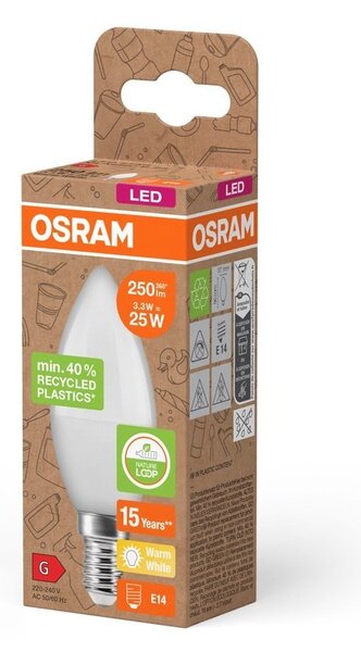 LED žárovka z recyklovaného plastu E14 STAR, teplá bílá