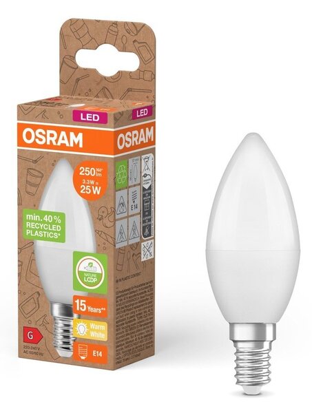LED žárovka z recyklovaného plastu E14 STAR, teplá bílá
