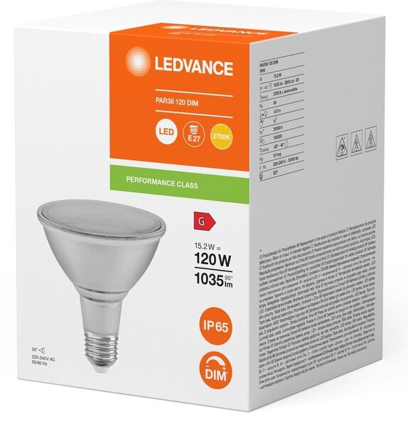 Reflektorová LED stmívatelná bodovka E27 PAR38, telá bílá