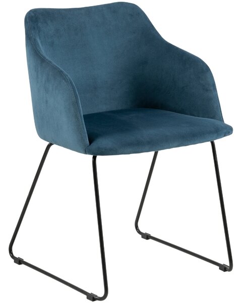 Scandi Tmavě modrá sametová jídelní židle Audrey