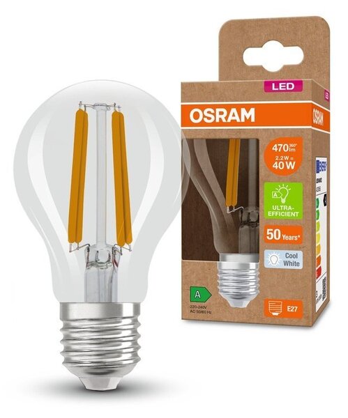 Efektivní LED žárovka E27 CLASSIC A 2.2 W, studená bílá