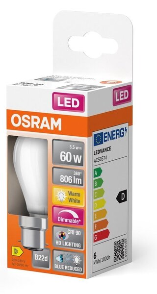 Matná LED žárovka B22d SUPERSTAR 5.5 W, teplá bílá