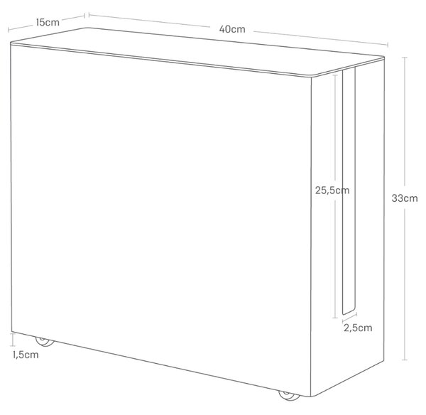 Bílý kovový pojízdný box na kabely Yamazaki Tower 34,5 cm