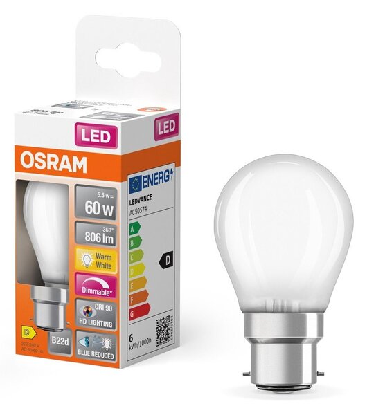 Matná LED žárovka B22d SUPERSTAR 5.5 W, teplá bílá