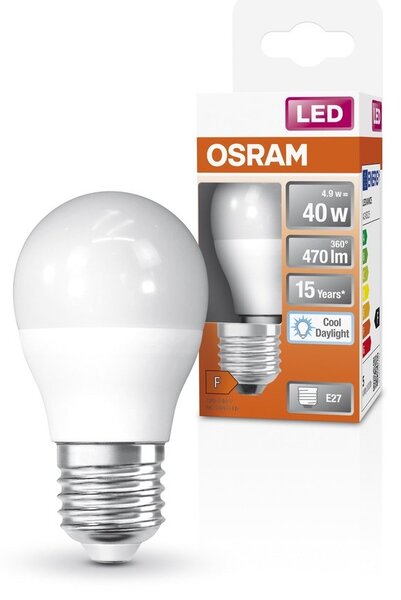 Matná LED žárovka E27 4.9 W STAR CLASSIC P, studená bílá