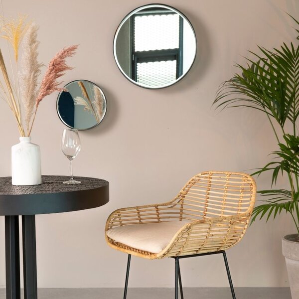 White Label Černé závěsné zrcadlo WLL Raj Medium O 60 cm