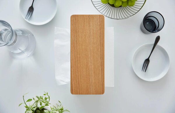 Bílý kovový box na ubrousky Yamazaki Rin 26 x 11 cm