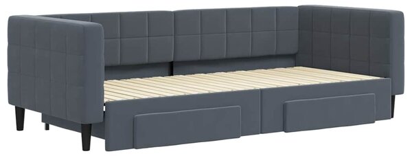 Válenda s přistýlkou a zásuvkami tmavě šedá 90 x 200 cm samet 3196740