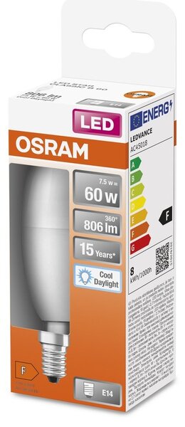 LED žárovka E14 7.5 W STAR CLASSIC B, studená denní bílá
