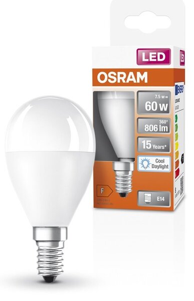 LED žárovka E14 7.5 W STAR CLASSIC P, studená denní bílá