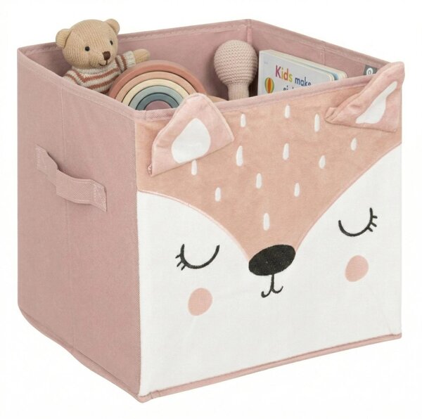 Úložný box Deer, 29x29x29 cm, bílá/růžová BS