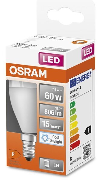 LED žárovka E14 7.5 W STAR CLASSIC P, studená denní bílá