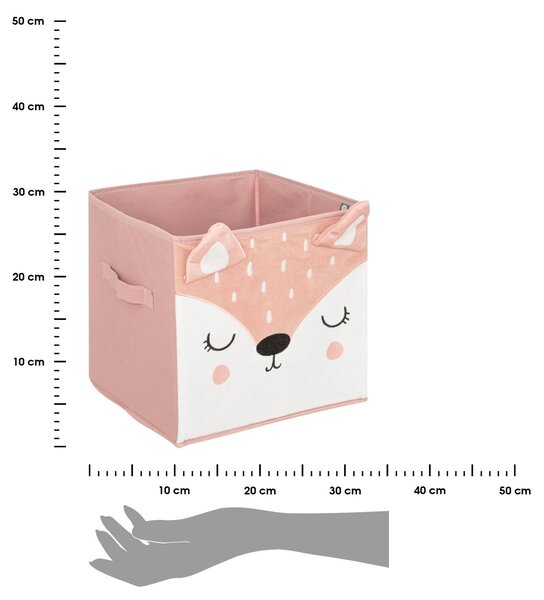 Úložný box Deer, 29x29x29 cm, bílá/růžová BS