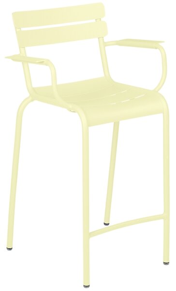 Citronově žlutá kovová barová židle Fermob Luxembourg 69,5 cm
