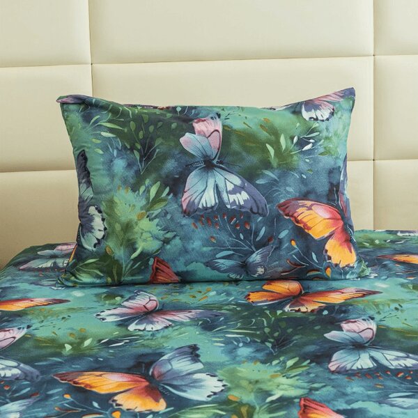 Prostěradlo z mikrovlákna 140x240 cm a povlak na polštář 50x70 cm COLORFUL BUTTERFLY, barevné