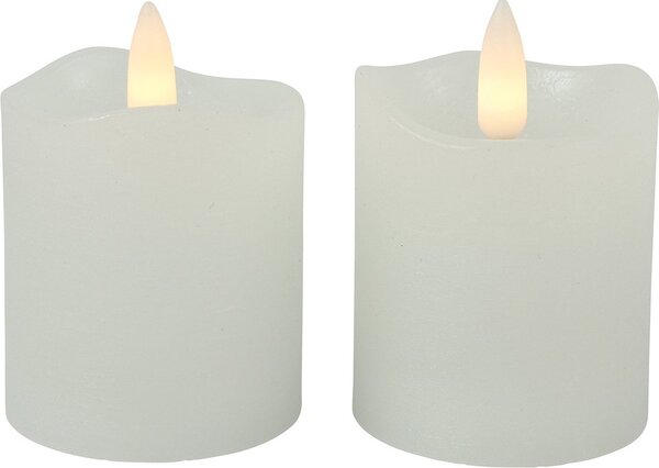 LED sloupová svíčka LYON 8 cm bílá, sada 2 ks