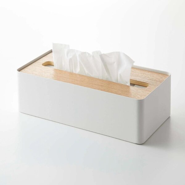 Bílý kovový box na ubrousky Yamazaki Rin 26 x 13 cm