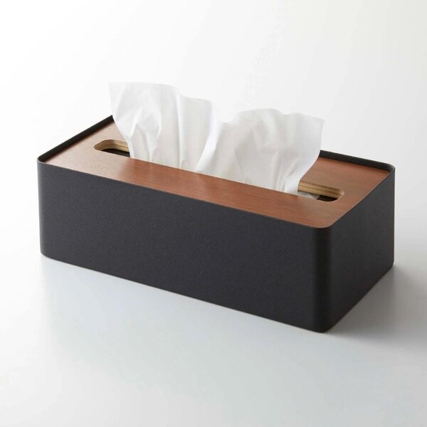 Černý kovový box na ubrousky Yamazaki Rin 26 x 13 cm