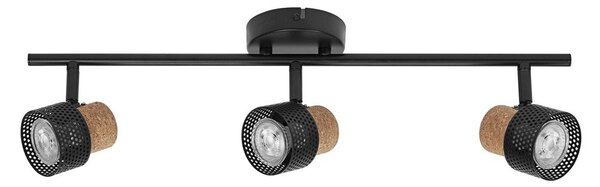 Černé LED stropní svítidlo GU10 3 SPOT CORK, teplá bílá