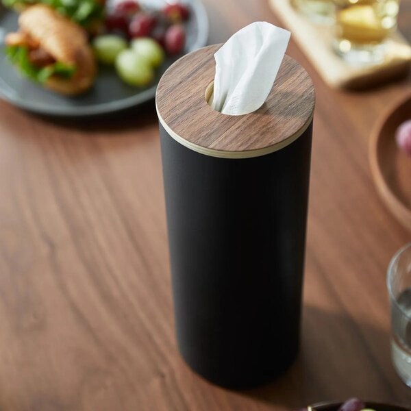 Černý kovový box na ubrousky Yamazaki Rin 9,2 cm