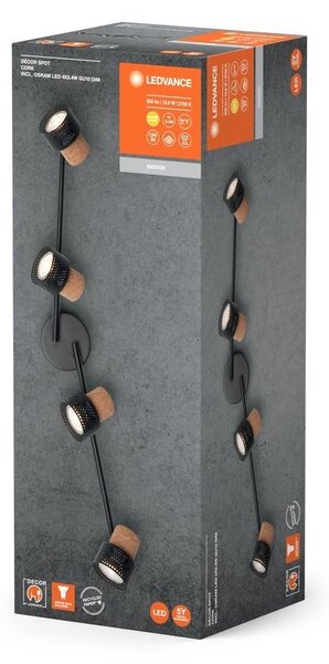 Černé LED stropní svítidlo GU10 4 SPOT CORK, teplá bílá