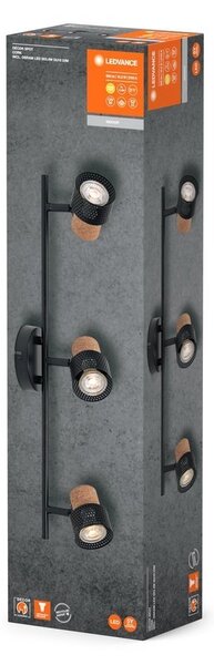 Černé LED stropní svítidlo GU10 3 SPOT CORK, teplá bílá