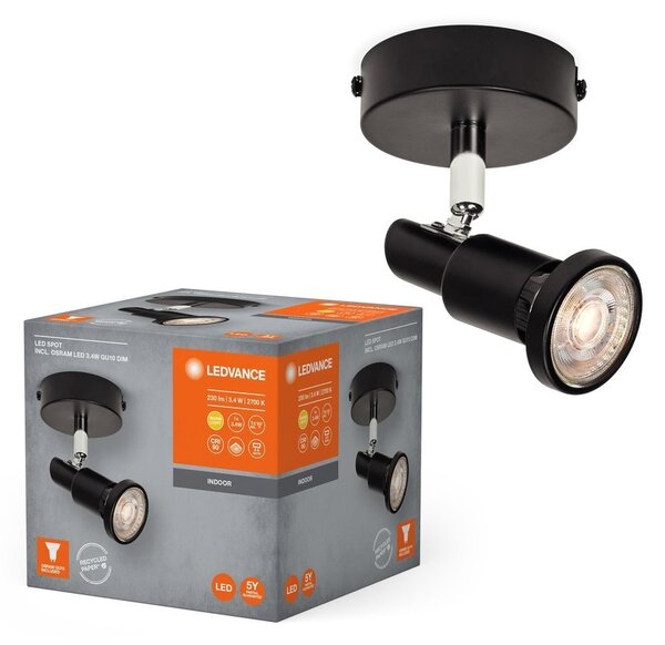 Černé LED stropní svítidlo GU10 3,4 W SPOT, teplá bílá