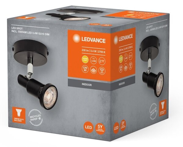 Černé LED stropní svítidlo GU10 3,4 W SPOT, teplá bílá