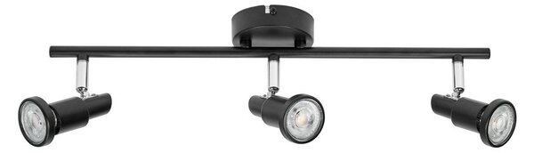 Černé LED stropní svítidlo GU10 10,2 W 3 SPOT, teplá bílá