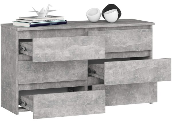 Ak furniture Komoda CL 100 cm 6 zásuvek beton