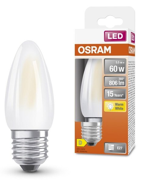 Matná LED žárovka E27 5,5 W STAR CLASSIC B, teplá bílá