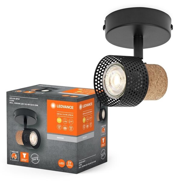 Korkové LED nástěnné svítidlo GU10 3,4 W DECOR, teplá bílá