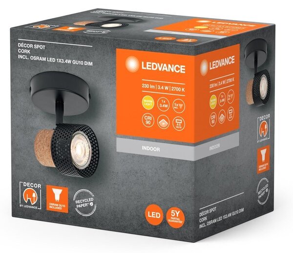Korkové LED nástěnné svítidlo GU10 3,4 W DECOR, teplá bílá
