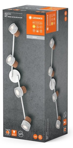 Bílé LED stropní svítidlo GU10 13,6 W CORK 4 SPOT, teplá bílá