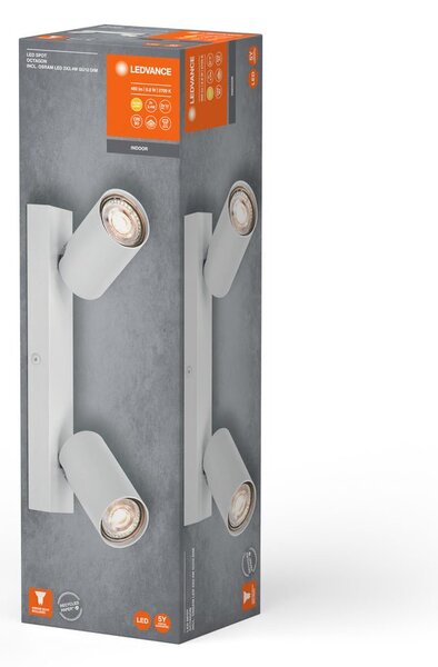 Bílé LED nástěnné svítidlo 2 x GU10 OCTAGON, teplá bílá