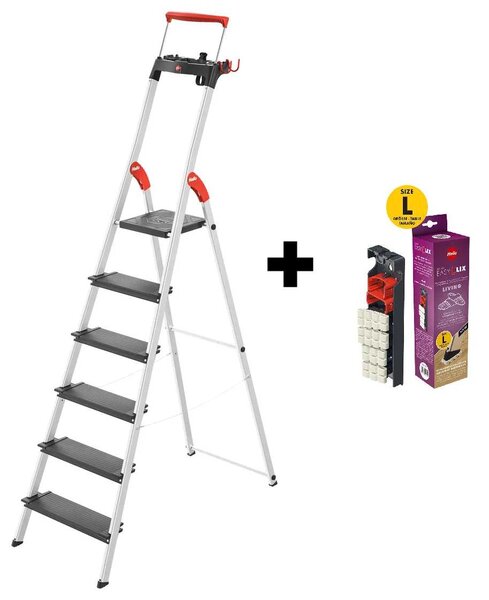 Hliníkové schůdky Hailo L100 Topline, 5+1 příčka, nosnost 150 kg, 8050-607