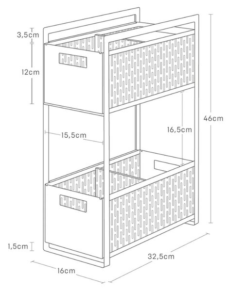 Bílý kovový kuchyňský organizér Yamazaki Tower 46 x 32,5 cm
