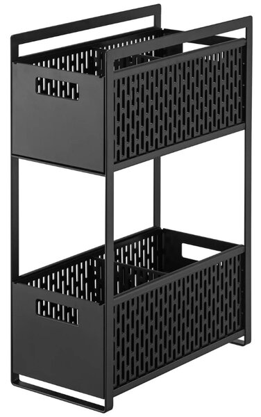 Černý kovový kuchyňský organizér Yamazaki Tower 46 x 32,5 cm