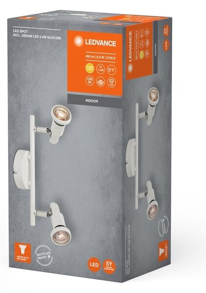 Bílé LED stropní svítidlo GU10 6,8 W SPOT, teplá bílá