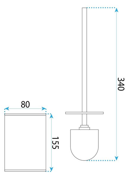 Rea B110, volně stojící WC kartáč s kovovou nádobkou, 39 cm, titanový, REA-08871