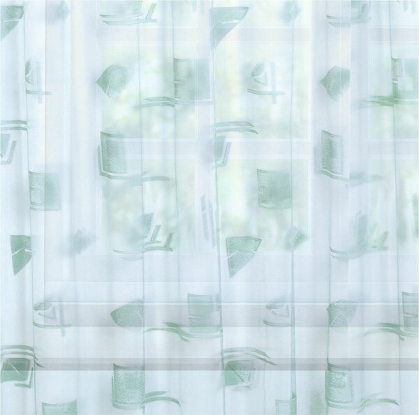 Záclona žakárová, Geometrie metráž, zelená 160 cm