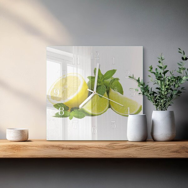 Skleněné hodiny Citronová máta zskb-30x30-00084987