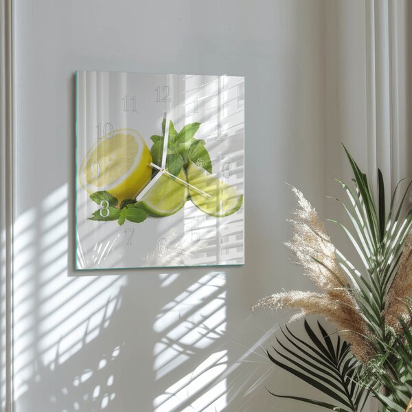 Skleněné hodiny Citronová máta zskb-30x30-00084987