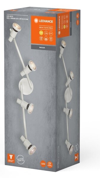 Bílé LED stropní svítidlo GU10 13,6 W SPOT, teplá bílá