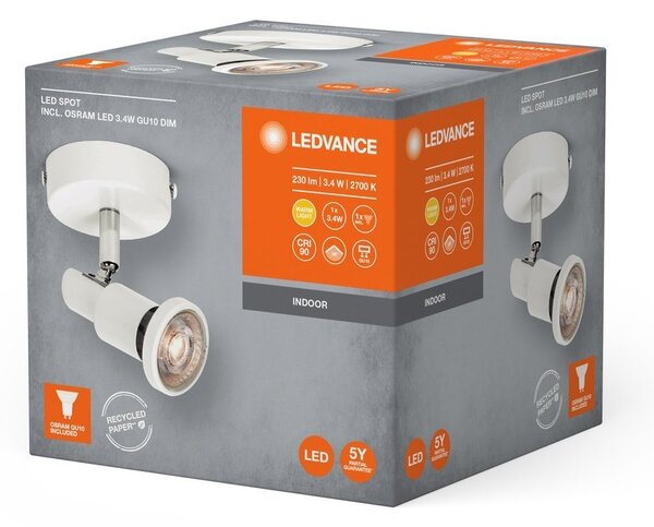 Bílé LED stropní svítidlo GU10 3,4 W SPOT, teplá bílá