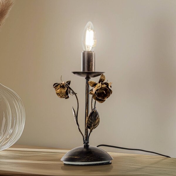 ONLI Stolní lampa Carolina, bronzová barva, 1 světlo, železo, Bronz / starožitná mosaz, Obývací pokoj / jídelna, kov, Florentinský