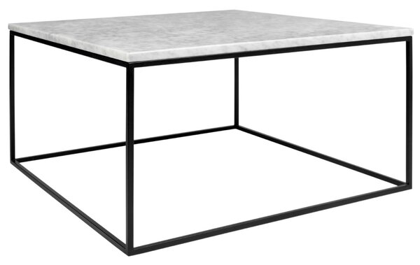 Bílý mramorový konferenční stolek TEMAHOME Gleam 75x75 cm s černou podnoží
